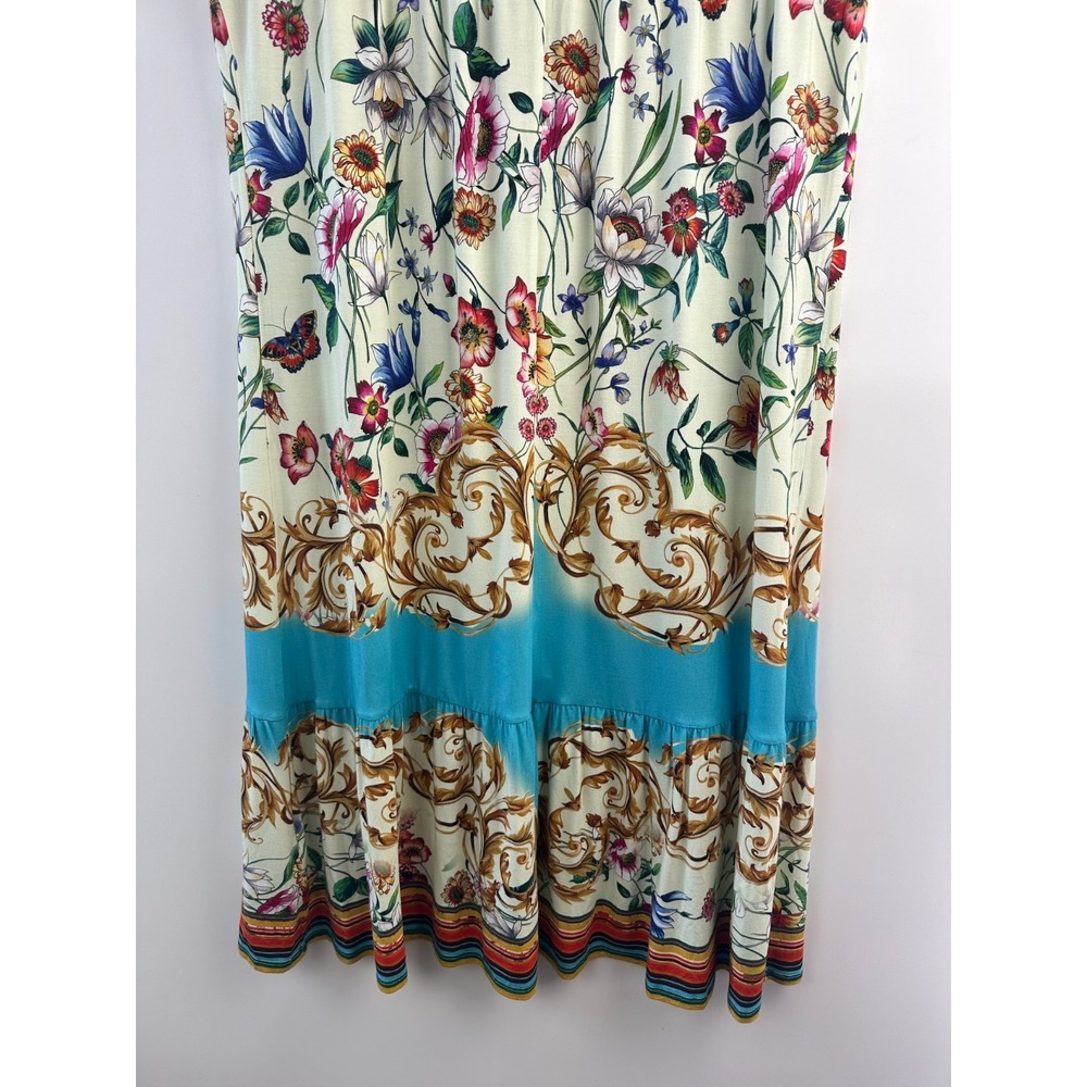 Johnny Was Felix Trapeze Midi Dress Floral Medium SS V-Neck Stretch Bamboo Blend - Picture 14 of 16
